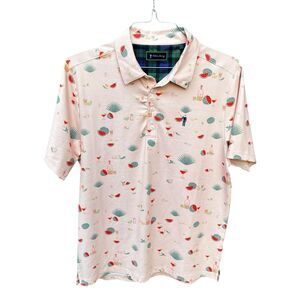 William Murray Agua Caliente Polo Shirt Men's Medium Peach Stretch Golf Tequila